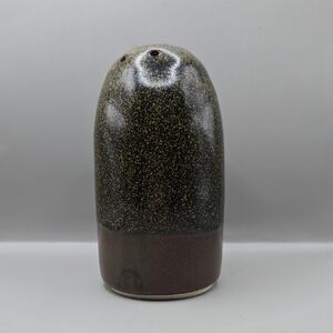 WLT Pottery Flower Frog Vase Brown-Black Speckled Handmade Ceramic Artist Made